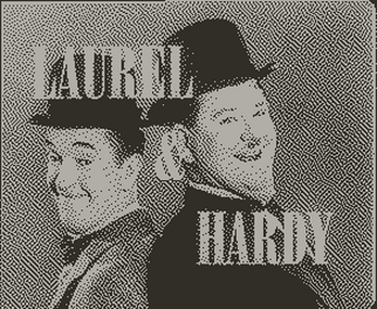 Playdate screenshot showing an image of Stan Laurel and Oliver Hardy